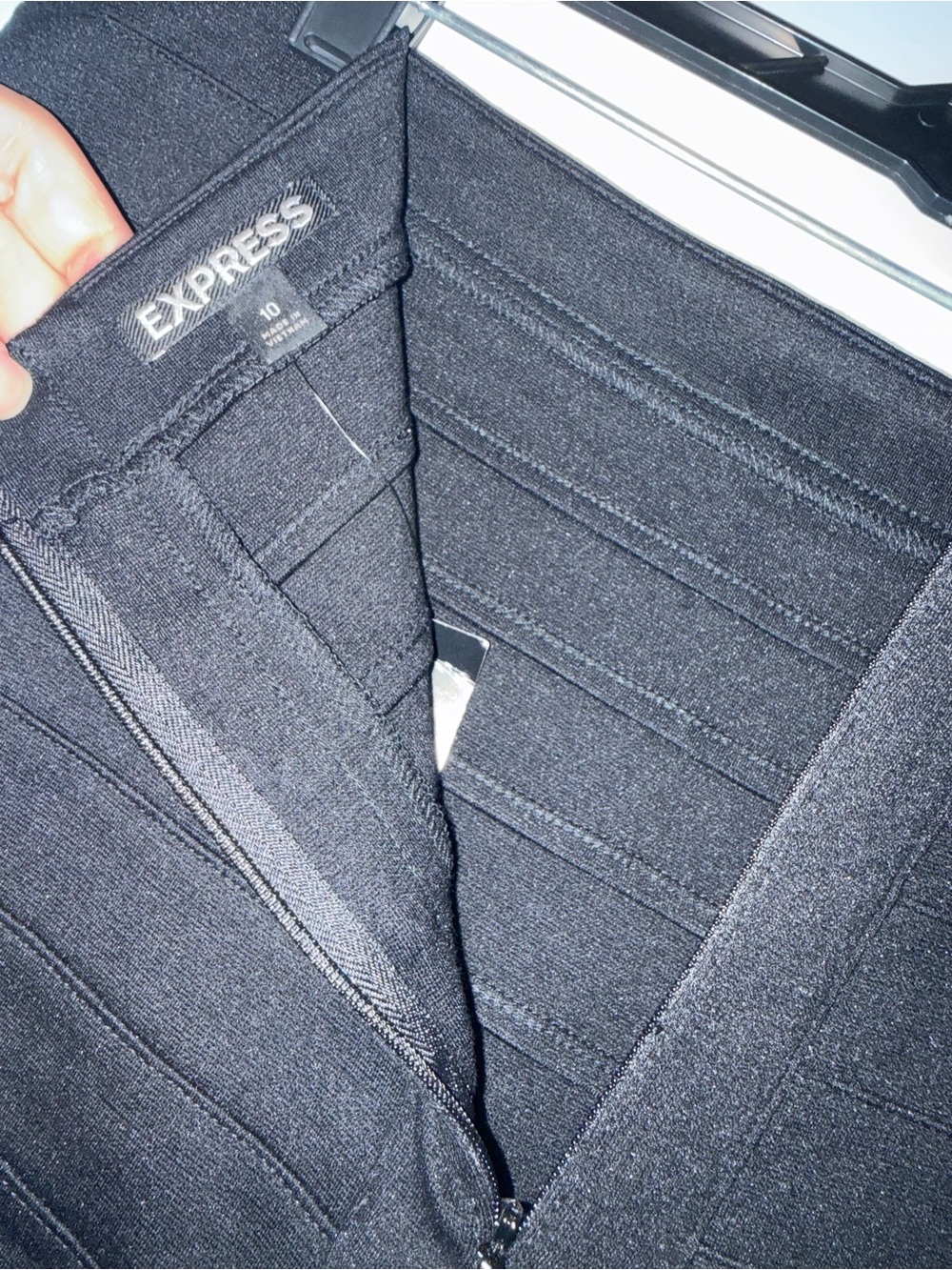 Express Black Ribbed Mini Skirt - Picture 2 of 4